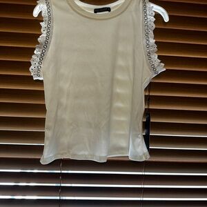 Elegant White Eyelet Trim Top